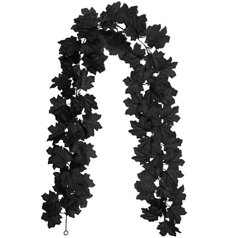 Halloween Artificial Vines Red Black Autumn Maple Leaves Fake Garland For Home Christmas Thanksgiving Party Fireplace Fall Decor