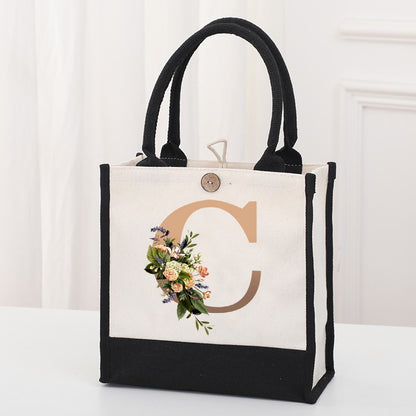 Fashionable new reusable shopping bag with initials for travel and large capacity storage bag