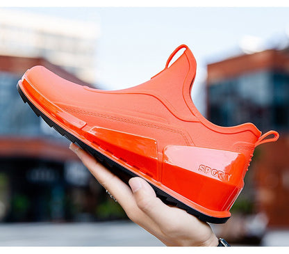 Ankle Rain Boots Men's Motorcycle Waterproof Shoes Outdoor Rain Boots Fishing Non-slip Rubber Shoes Thick Soled Water Shoes