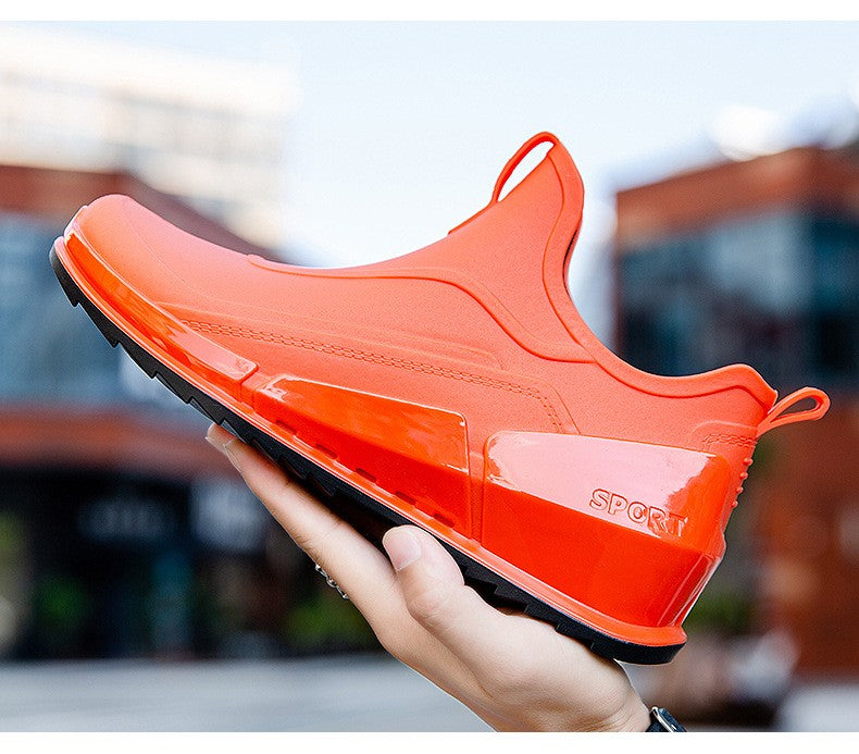 Ankle Rain Boots Men's Motorcycle Waterproof Shoes Outdoor Rain Boots Fishing Non-slip Rubber Shoes Thick Soled Water Shoes