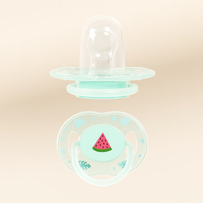 1pc Cute Baby Pacifier Liquid Silicone Nipple Flat Head with Dust-Proof Lid Flower Pattern PP Handle Soother for 3 month above