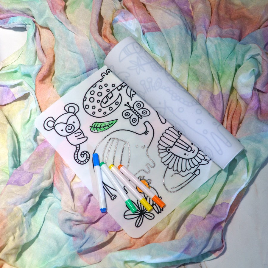 Personalized DIY Color Silicone Baby Placemats Cartoon Pattern Table Placemats Reusable Doodle Drawing Mat Baby Stuff