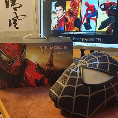 A Incrível Máscara de Homem-Aranha de Toby Maguire com Casco Rígido e Olhos Magnéticos, Tecido Estampado de Teias 3D de Venom de Super-Herói Cos