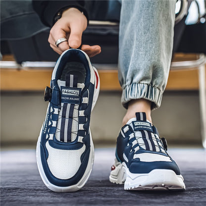 Tênis masculino coreano com fivela rotativa, moda casual, esportivo, para as quatro estações, solado macio, antiderrapante, para corrida ao ar livre, tênis de estudante