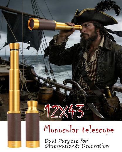 Datyson Metal Retro Pirate Series 12x43 Monocular Telescope 5D0008B Stretchable and Shrinkable