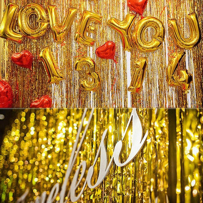 New 4/2/1Pack Party Backdrop Metallic Foil Fringe Tinsel Curtain Adult Kids Birthday Party Wedding Decoration Baby Shower Favor