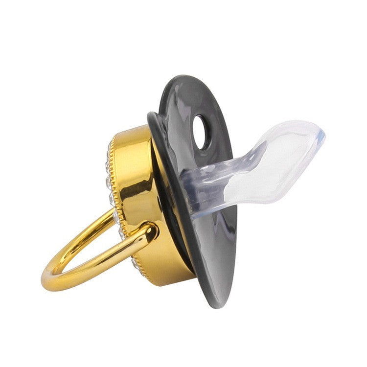 Black Luxury Pacifier Chain Clips with Lid Name Initial Letter Silicone Nipple Holder Personalized Pacifiers Newborn Baby Shower