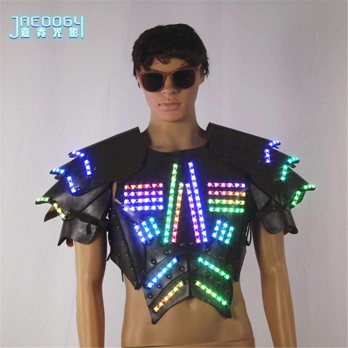 Men's Luminous Clothing Night Show Props Halloween LED Luminous Armor Stage COSPLAY Fluorescent Party Vest