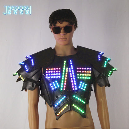 Men's Luminous Clothing Night Show Props Halloween LED Luminous Armor Stage COSPLAY Fluorescent Party Vest