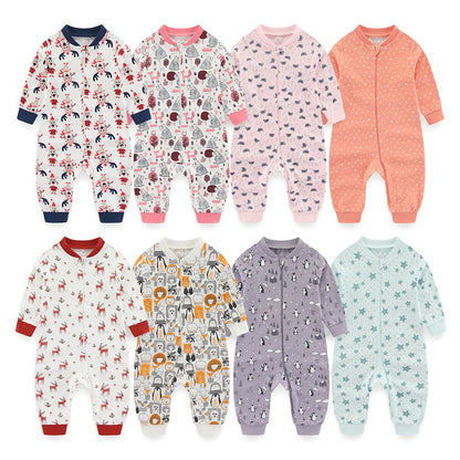 Kiddiezoom 1/2Pcs Fashion Christmas Cartoon 100%Cotton zipper Baby Boy Girl Rompers Soft newborn Clothes
