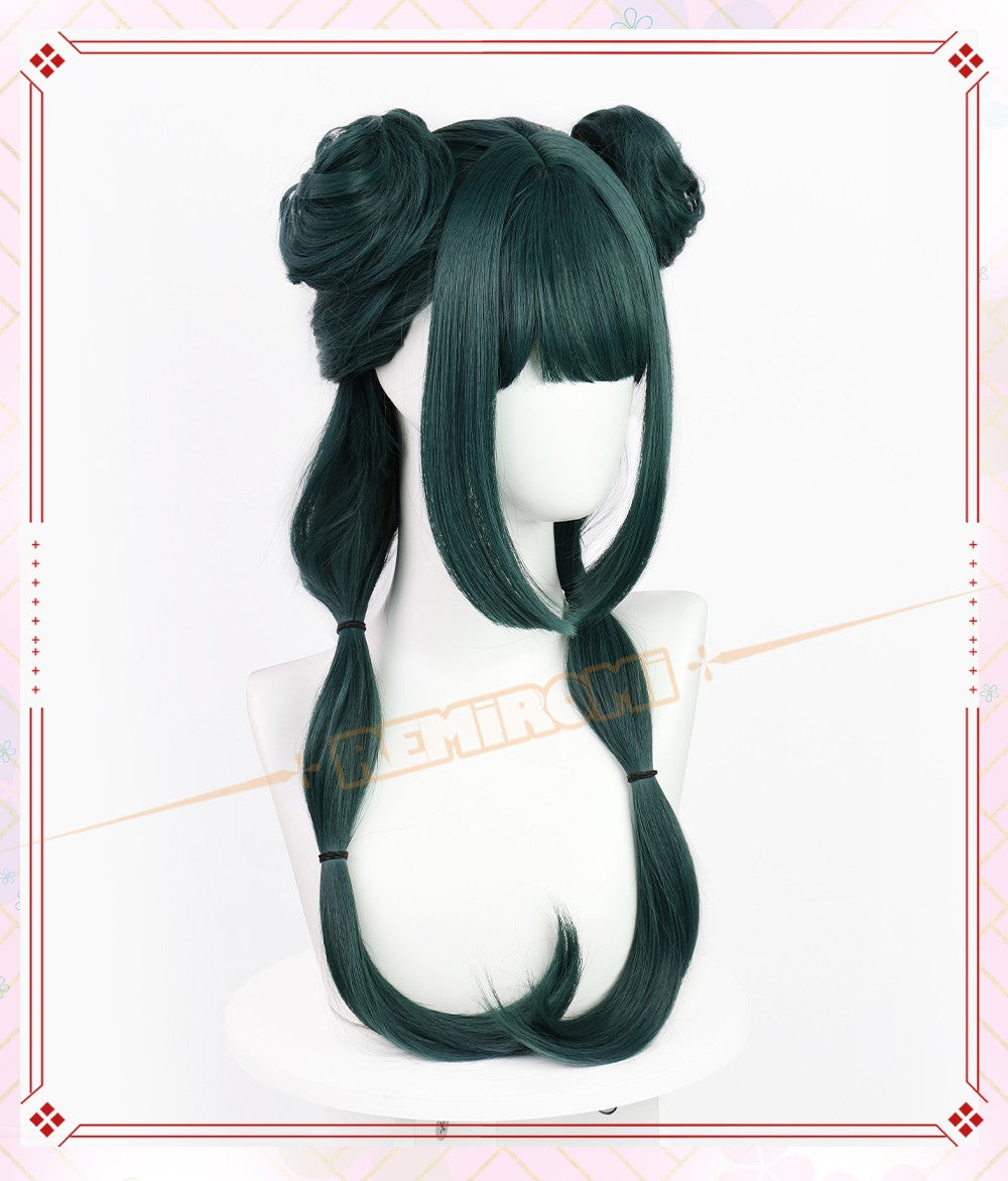 Peruca de Cosplay Maomao Sintética Anime The Apothecary Diaries Cabelo Verde 2 Estilos Kusuriya no Hitorigoto Grampo de Cabelo Touca + Touca de Peruca