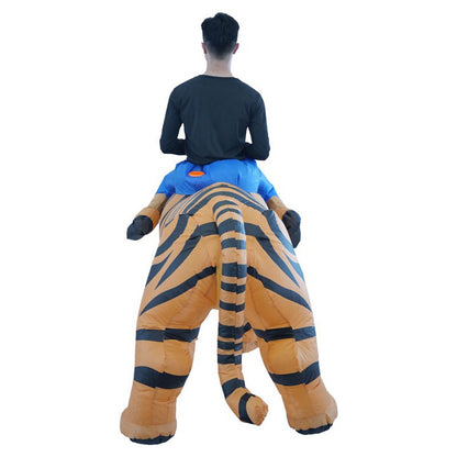 Animal Performance Riding Tiger Inflatable Suit Business Activities Cartoon Doll Costume Halloween Cosplay Clothing Prop