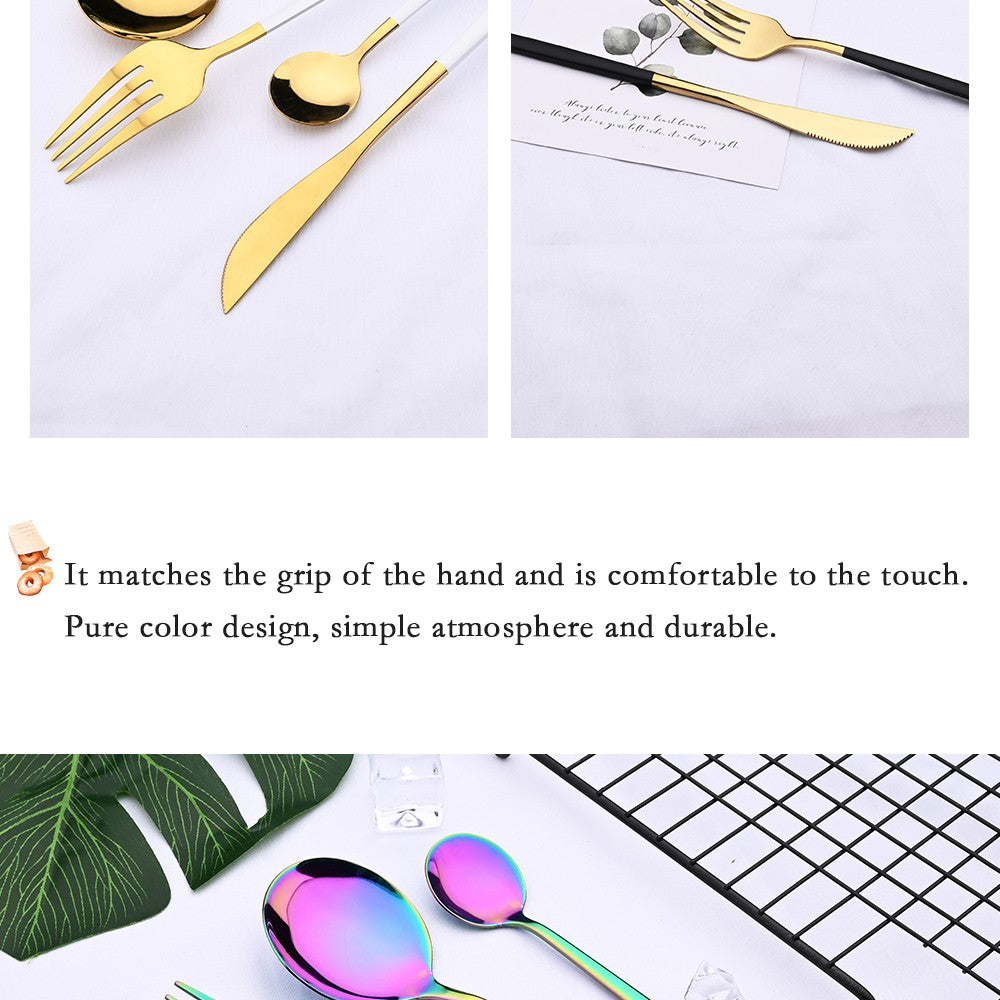 6Pcs/Set Teaspoon Stainless Steel Flatware Colorful Cake Fruit Spoons Dessert Small Coffee Spoon Snack Kitchen Dinnerware Tools