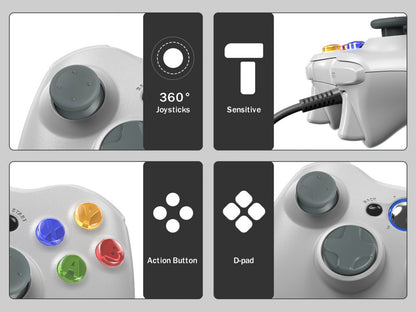 For Xbox 360 Slim/Lite/E/PC Controller,Wireless/Wired Game Remote Control 6-axis Gryo Dual Vibration Precision Joystick Gamepads