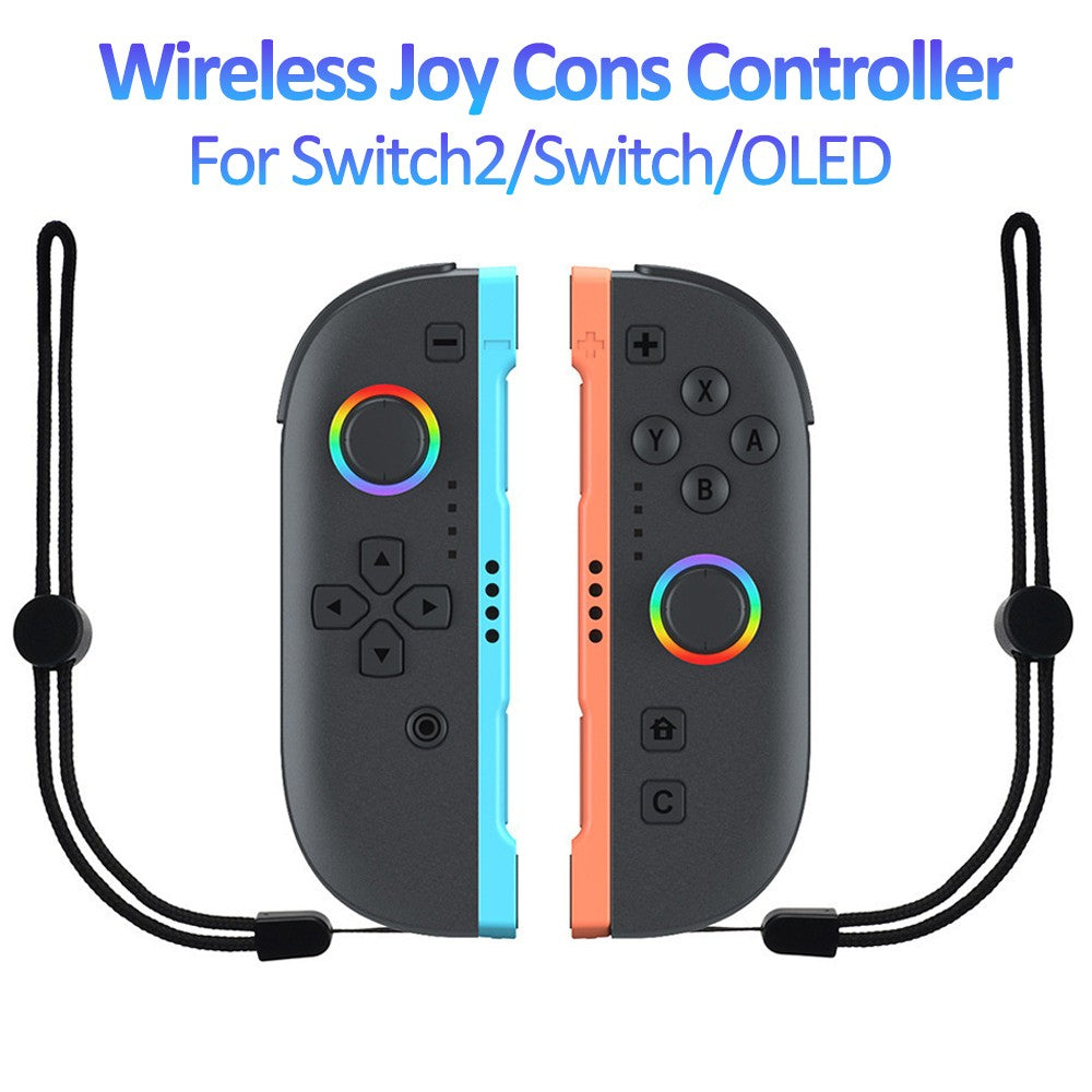 For Switch2 Wired Wireless Joy Cons Controller With RGB Light Dual Vibration Joystick For Switch/OLED/Switch2 Bluetooth Gamepad