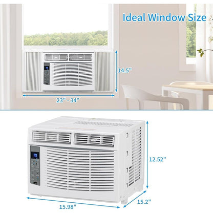 Ar Condicionado de Janela 6000 BTUs Unidade AC 3 em 1 para Janela Funciona como Refrigerador Desumidificador Ventilador com Timer Modo de Sono ECO Instalação