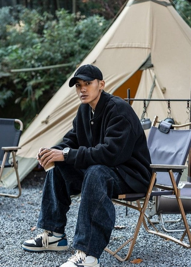 Oversize 300lb Men's Spring Fashion Baseball Jacket Vintage Loose Fit Pilot Coat Outerwear