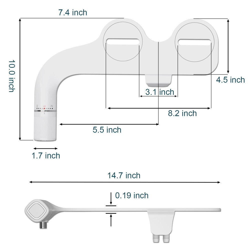 SAMODRA Bidet Acoplável Não Elétrico para Vaso Sanitário, Bico Duplo, Pressão da Água Ajustável com Entrada de Latão
