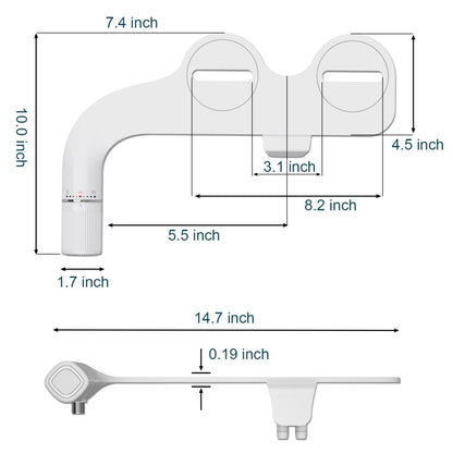 SAMODRA Bidet Acoplável Não Elétrico para Vaso Sanitário, Bico Duplo, Pressão da Água Ajustável com Entrada de Latão