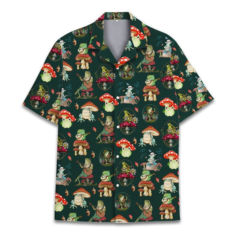 Colorful Mushroom 3d Print Hawaiian Shirt For Men Summer Vacation Plants Beach Shirts Button Short Sleeve Street Aloha Shirt