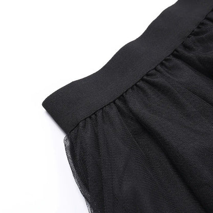 Sexy Net Yarn High-Waisted Irregular Skirt for Women Summer New European and Ame