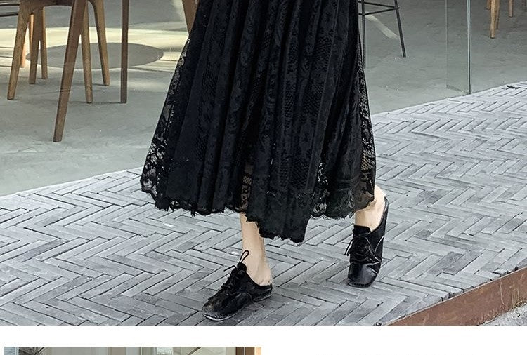 Plus Size plus Size Lace Hollow out f Skirt mid Waist Long Sle Fairy Skirt A-Line Umbrella Skirt Trendy Women's Clothing