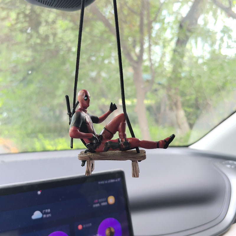 Deadpool Action Figures Ornaments Marvels Anime Car Rearview Mirror Pendant Bedroom Model Doll Hangings Decor Home Classic Toys