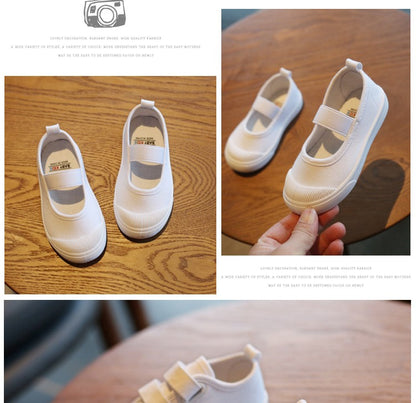 New Spring Summer Children's Canvas Shoes Girls White Shoes Fashion Boys Soft Campus White Causal Shoes Non-slip Sneakers