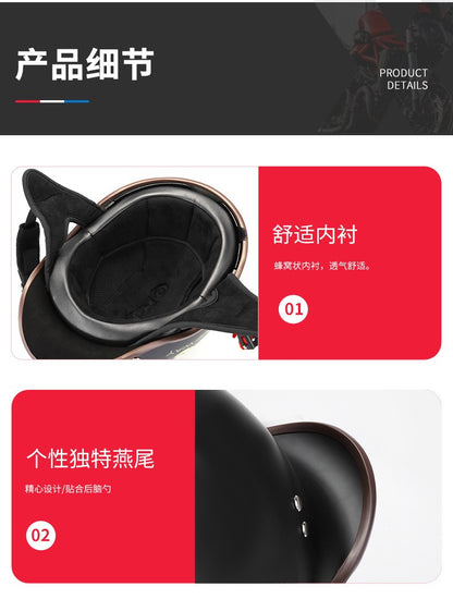 V Half-helmet for Harley Motorcycle Cocked Helmet Retro Helmet Lightweight Four Seasons Unisex Helmet Motorcycle Accessories