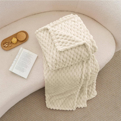Big 3D Clouds Stylish Hexagon Jacquard Decorative Fuzzy Blankets for Household, Camping, and Travel, Super Soft Cozy