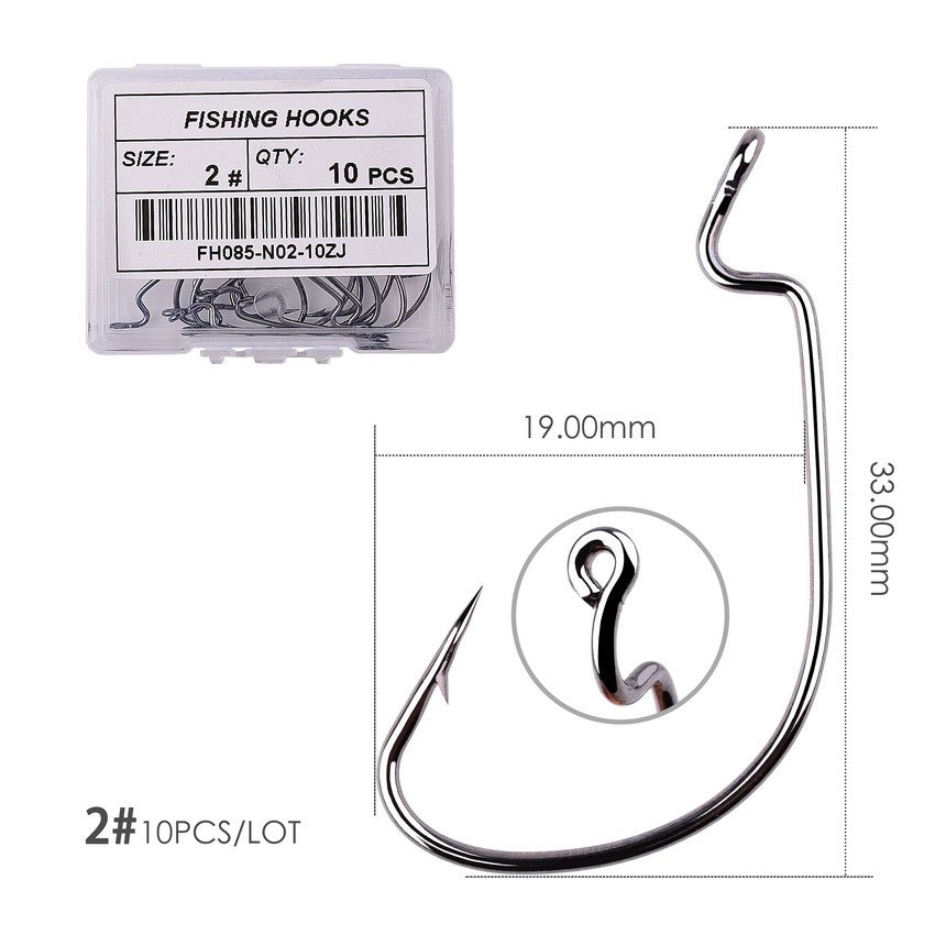 10 pçs/caixa Anzol Offset 8# - 5/0# anzol crank para isca soft worm anzol crankbait pesca acessórios pesca anzóis