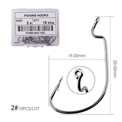 10 pçs/caixa Anzol Offset 8# - 5/0# anzol crank para isca soft worm anzol crankbait pesca acessórios pesca anzóis