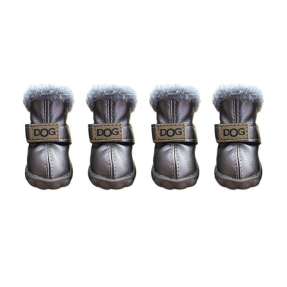 Botas de Chuva Quentes para Cães, Botas de Neve Impermeáveis para Pets, Sapatos Macios de Inverno para Cães, Pelúcia/PU Antiderrapante para Chihuahua, 4 Peças/Conjunto