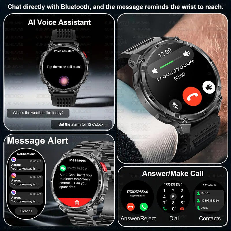Smartwatch Masculino Novo T-REX3 2026 Bateria de 1100mAh 10ATM À Prova D'Água GPS Chamada Bluetooth 1.7" AMOLED HD Esportes Lanterna Inteligente