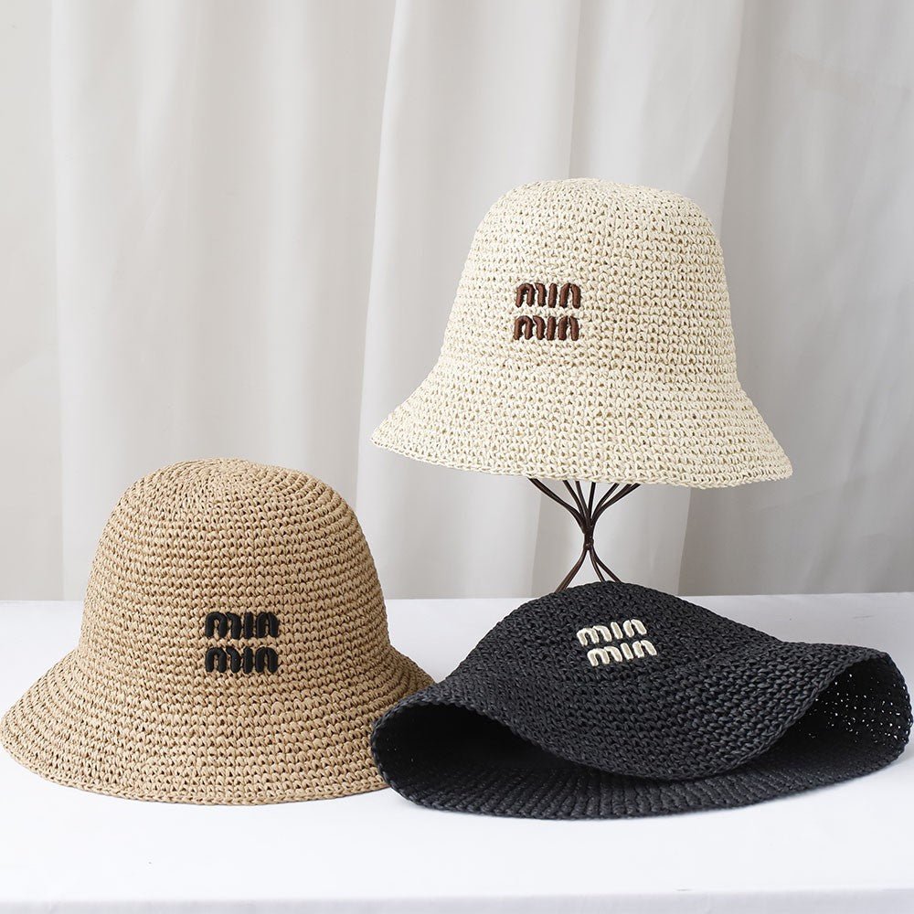2025 Y2K beach Korean Straw Hat Summer Women Visor Bucket Hat Fisherman Hat Hand weaving Panama Girl Fishing handmade Sun Hats