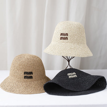 2025 Y2K beach Korean Straw Hat Summer Women Visor Bucket Hat Fisherman Hat Hand weaving Panama Girl Fishing handmade Sun Hats