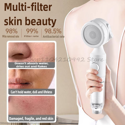 Pressurized Filter Shower Head Water Purifying and Antibacterial Nozzle Portable Shower Head for Traveling Business Trips Hotel