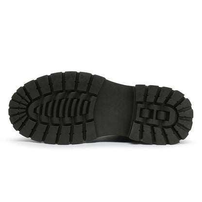 New winter men's shoes rain boots motorcycle leather shoes plush warm outdoor leisure high-top lace-up women's boots