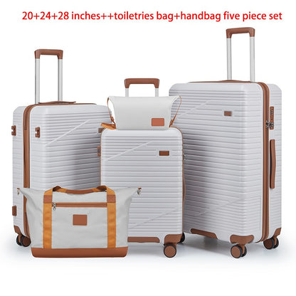 Conjunto de Bagagem de 20/24/28 Polegadas, 5 Peças de Bagagem ABS com Nécessaire e Bolsa de Mão Leve 2,6KG para Viagens em Família e Férias