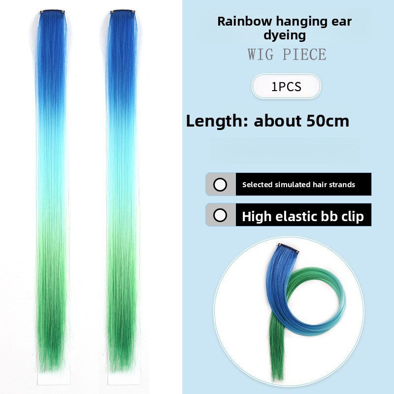 Extensões de Cabelo com Brilho em Degradê de Três Cores, Presilhas em Cabelo Sintético Arco-Íris com Brilho, Extensões de Cabelo com Brilho Resistentes ao Calor