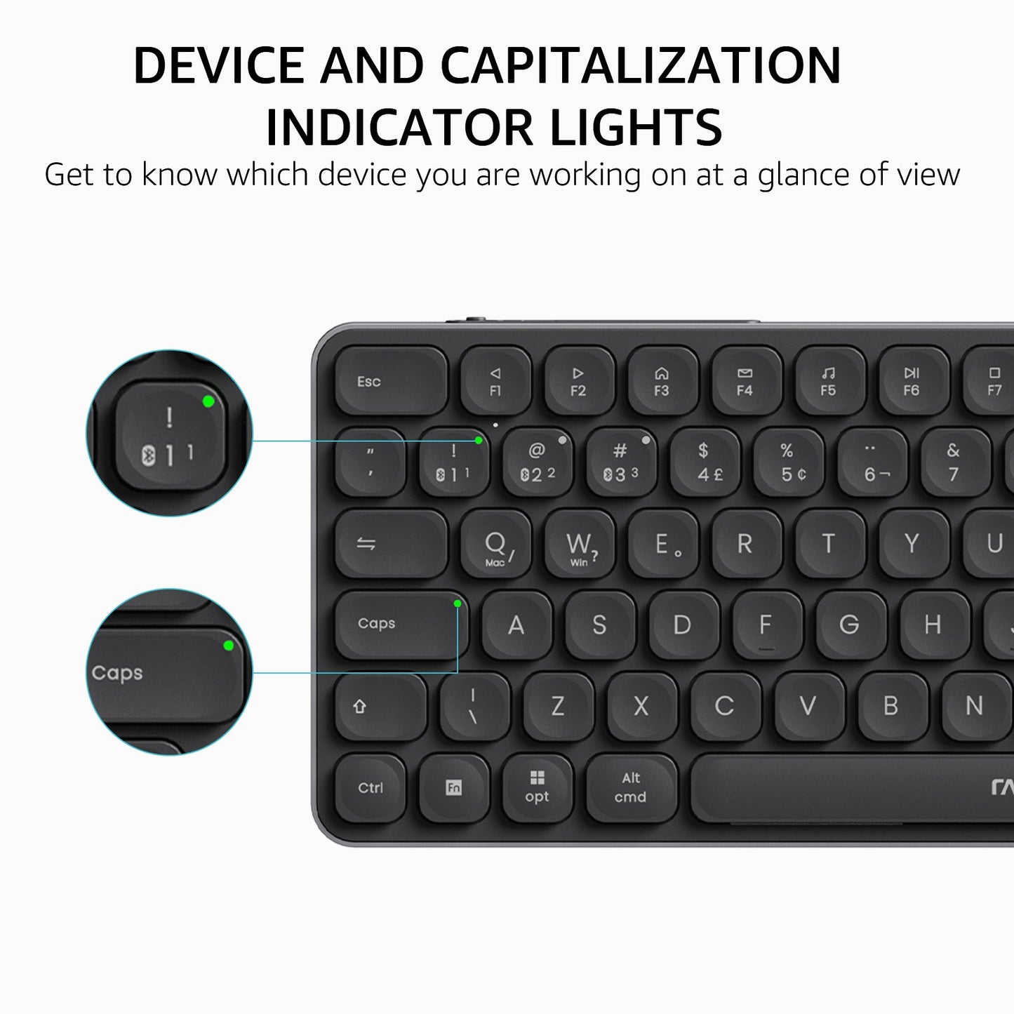Teclado Sem Fio Bluetooth Multidispositivo Recarregável Rapoo E9050L ABNT2 Português Brasil na Cor Preta com Teclas Multimídia