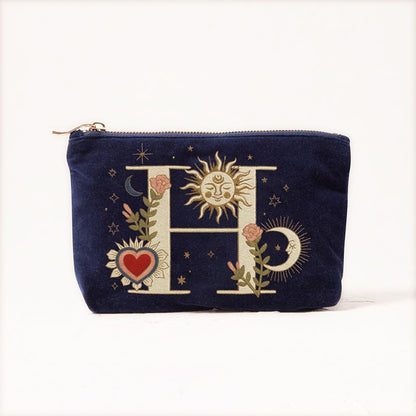 Velvet Handbag Vintage Printed Letter Pattern Makeup Bag