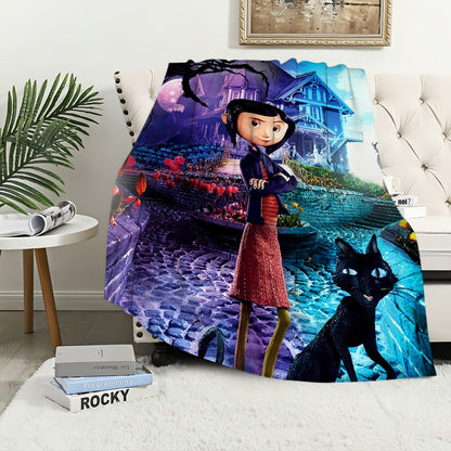 Cartoon C-Coraline Movie Blanket Plush Nap Sofa rug for Living Room Warm Office Bedroom Birthday Home Travel Kid Gifts