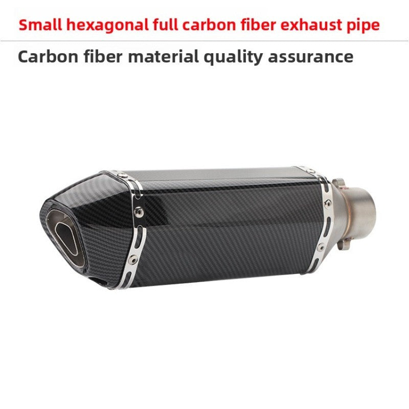 Carbon Fiber Body Tail Hexagonal Modified Exhaust Pipe Muffler Motorcycle 51mm Diameter Resistant