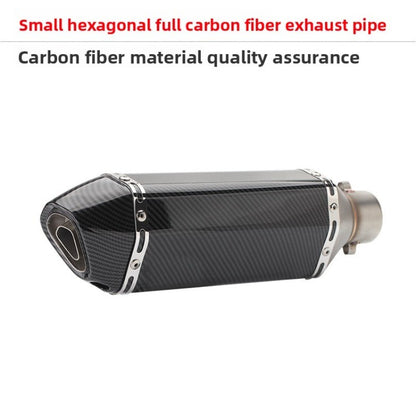 Carbon Fiber Body Tail Hexagonal Modified Exhaust Pipe Muffler Motorcycle 51mm Diameter Resistant