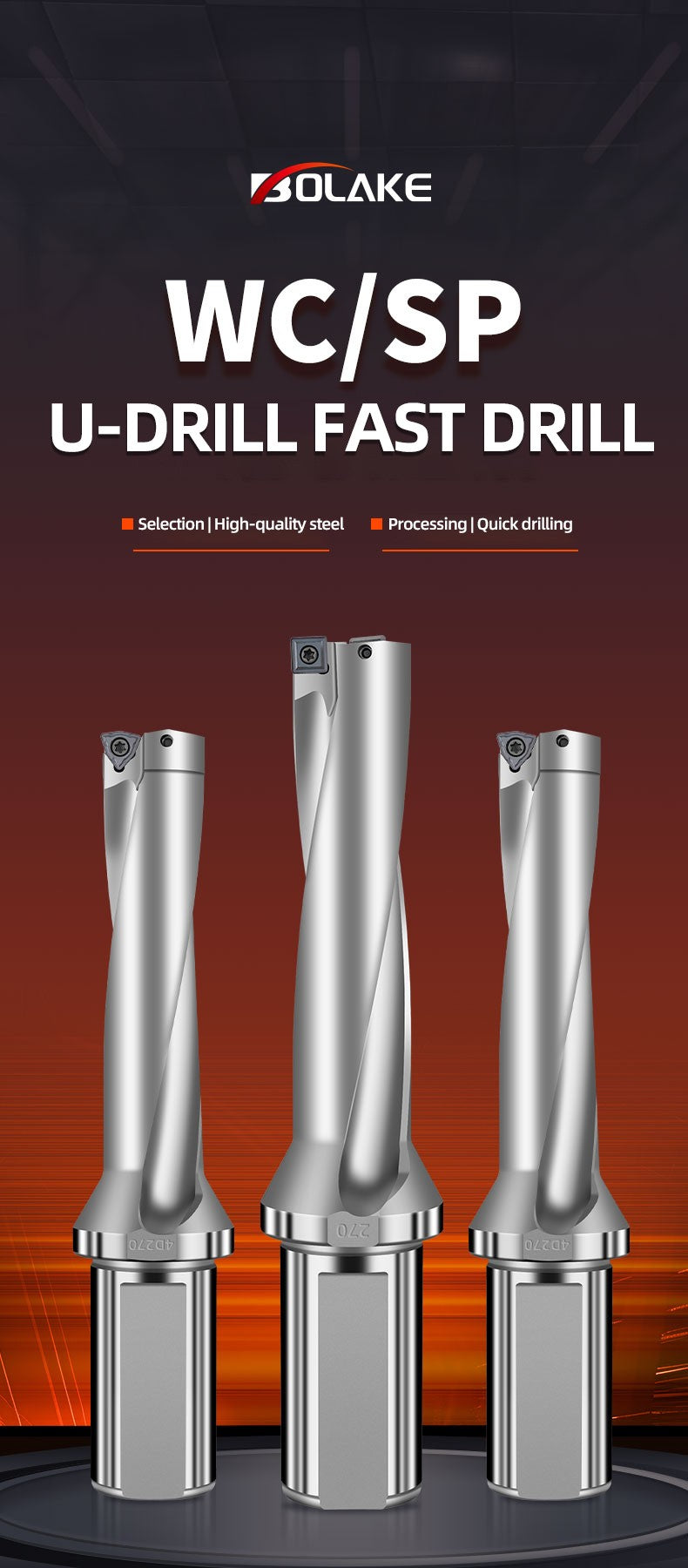 BOLAKE SP Series Brocas de perfuração Brocas de metal 08mm-12mm Profundidade 3D Mandriladoras CNC de torno de metal U indexáveis ​​com água
