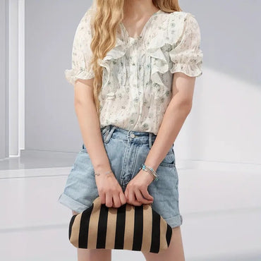 New Summer Beach Clutch Bag Women Contrast Color Crochet Handbag Knitting Dumpling Clutch Lady Cute Cloud Casual Colorblock Bag