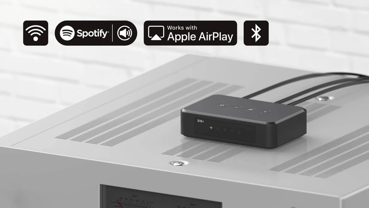 Arylic S10+ Wireless Music Streamer 3.5mm Jack Aux Bluetooth Audio Receiver for PC Audio Jack Adapter AUX Wireless for Multiroom