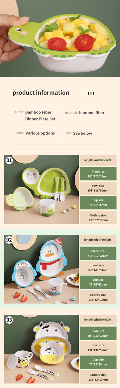 Kids Cups Set Natural Bamboo Fiber Baby Cup Toddler Water Suit Cartoon Animal Cute Creative Children Cup Daily Use Cups