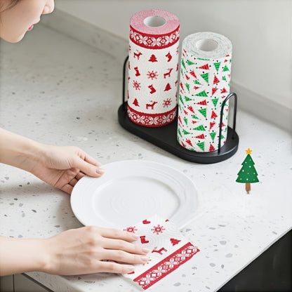 Papel Toalha de Cozinha Natalino Grosso 3 Camadas Descartável Rolo de Limpeza Forte Absorvente Úmido e Seco para Uso Doméstico